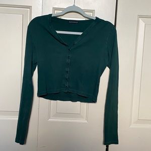 Brandy Melville Dark Turquoise Green Cropped Cardigan